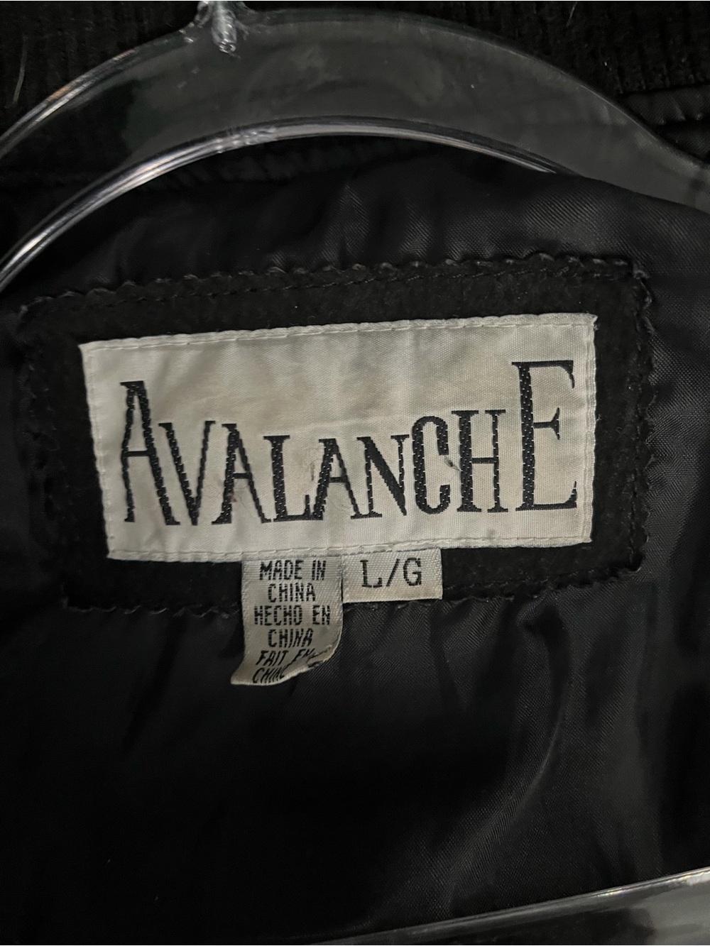 Avalanche Mens Large Leather Varsity Bomber Jacket Black Tan Grunge Western Y2K - Picture 5 of 6